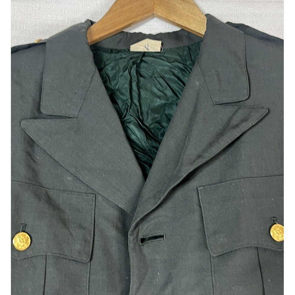 Size 42 S Class A Military Uniform Army Button Down Jacket W/ Patches WORN! - Picture 6 of 16